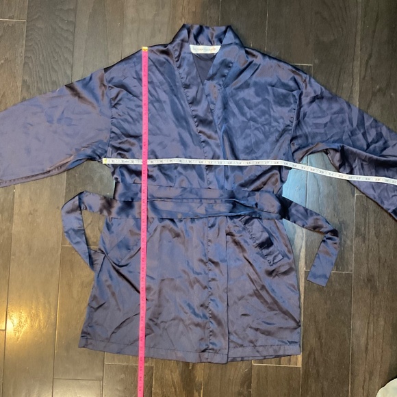 Victorias Secret Womens Robe Dark Blue Navy Silky Tie 3/4 Sleeve One Size - Picture 5 of 10